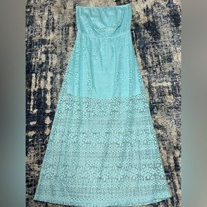 No boundaries light blue Maxi strapless dress